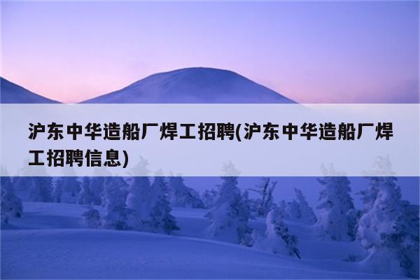 沪东中华造船厂焊工招聘(沪东中华造船厂焊工招聘信息)