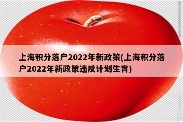 上海积分落户2022年新政策(上海积分落户2022年新政策违反计划生育)