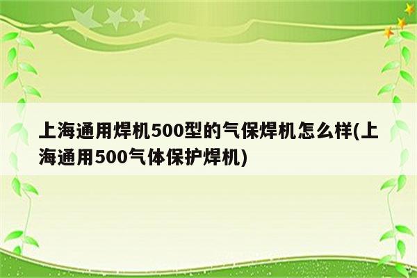 上海通用焊机500型的气保焊机怎么样(上海通用500气体保护焊机)