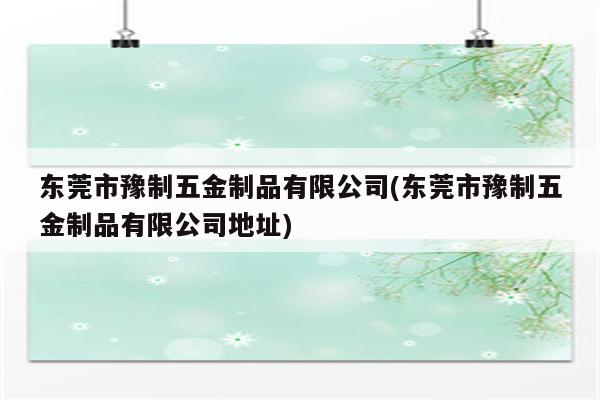 东莞市豫制五金制品有限公司(东莞市豫制五金制品有限公司地址)