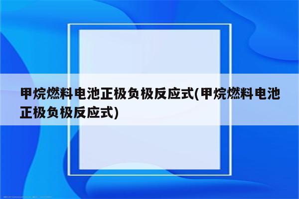 甲烷燃料电池正极负极反应式(甲烷燃料电池正极负极反应式)