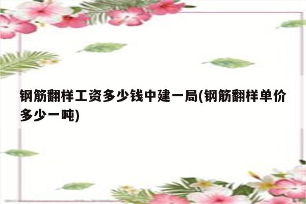 钢筋翻样工资多少钱中建一局(钢筋翻样单价多少一吨)