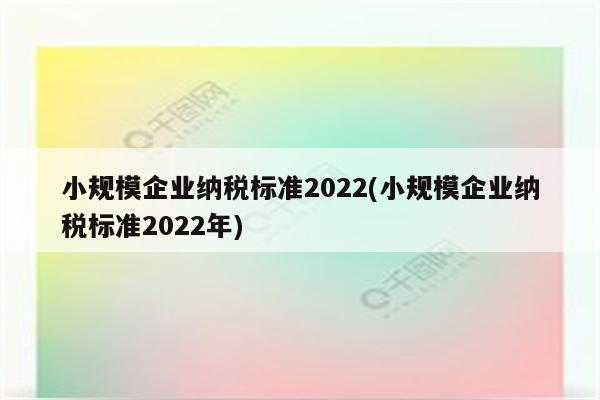 小规模企业纳税标准2022(小规模企业纳税标准2022年)