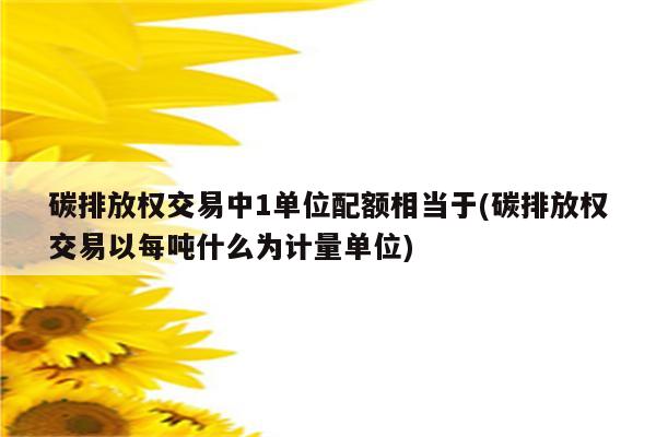 碳排放权交易中1单位配额相当于(碳排放权交易以每吨什么为计量单位)