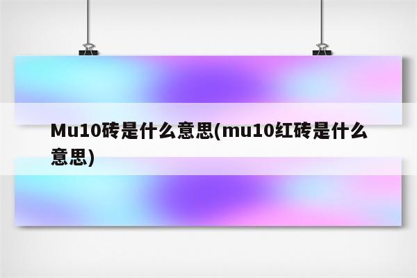 Mu10砖是什么意思(mu10红砖是什么意思)