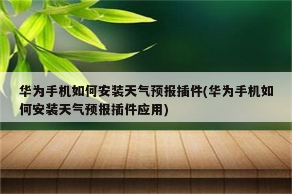 华为手机如何安装天气预报插件(华为手机如何安装天气预报插件应用)