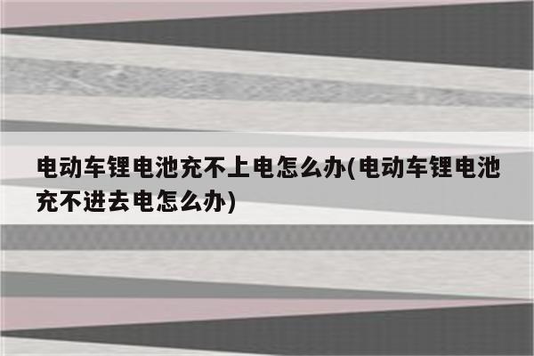 电动车锂电池充不上电怎么办(电动车锂电池充不进去电怎么办)