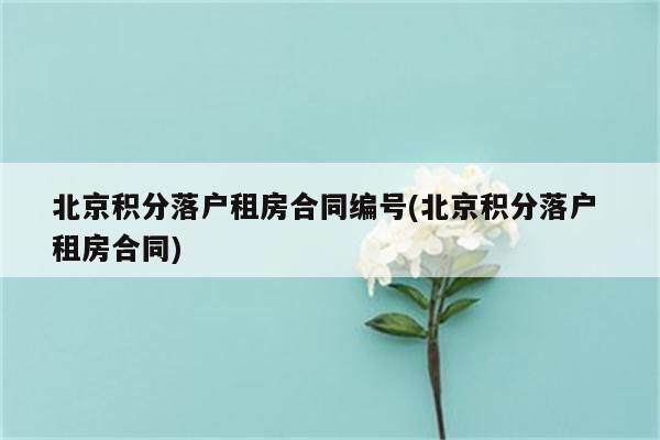 北京积分落户租房合同编号(北京积分落户 租房合同)