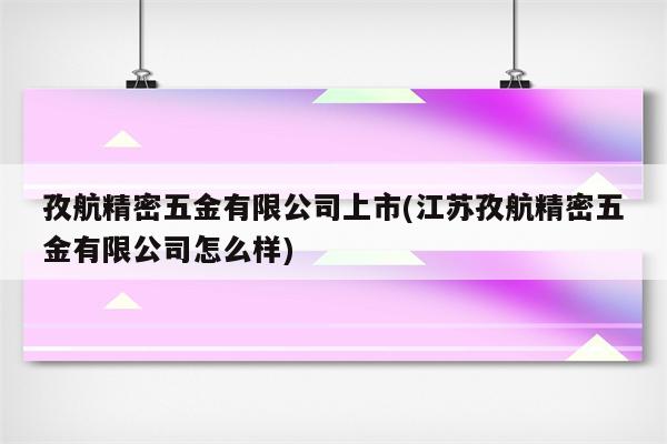 孜航精密五金有限公司上市(江苏孜航精密五金有限公司怎么样)