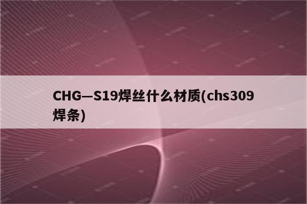 CHG—S19焊丝什么材质(chs309焊条)