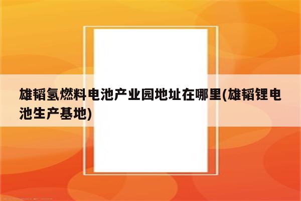 雄韬氢燃料电池产业园地址在哪里(雄韬锂电池生产基地)