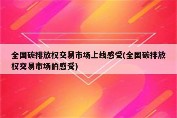 全国碳排放权交易市场上线感受(全国碳排放权交易市场的感受)