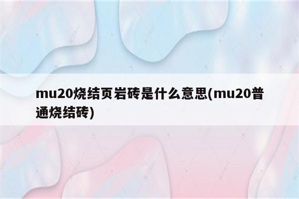 mu20烧结页岩砖是什么意思(mu20普通烧结砖)