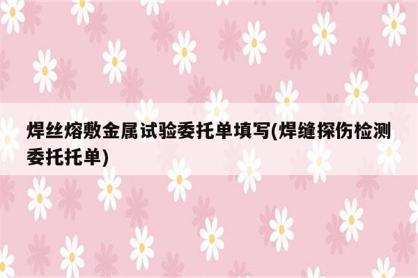 焊丝熔敷金属试验委托单填写(焊缝探伤检测委托托单)