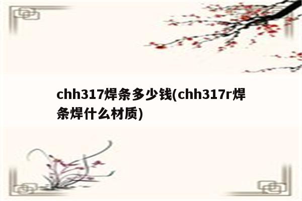 chh317焊条多少钱(chh317r焊条焊什么材质)