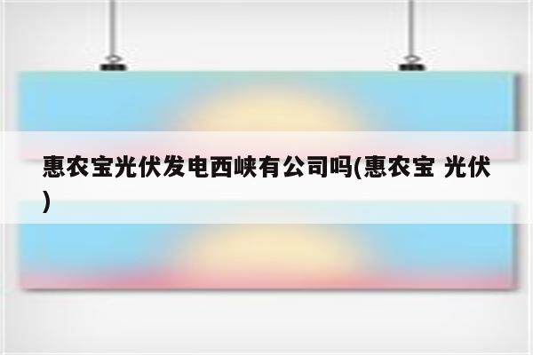 惠农宝光伏发电西峡有公司吗(惠农宝 光伏)