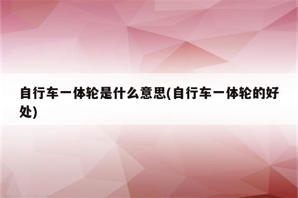 自行车一体轮是什么意思(自行车一体轮的好处)