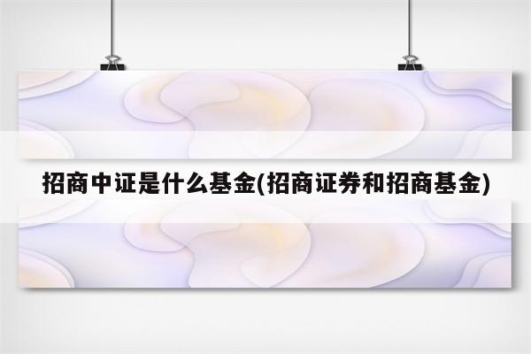 招商中证是什么基金(招商证券和招商基金)