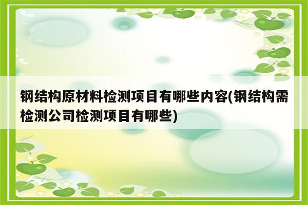 钢结构原材料检测项目有哪些内容(钢结构需检测公司检测项目有哪些)