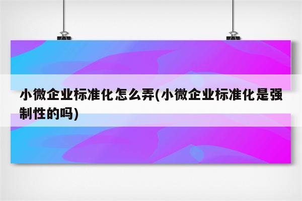 小微企业标准化怎么弄(小微企业标准化是强制性的吗)