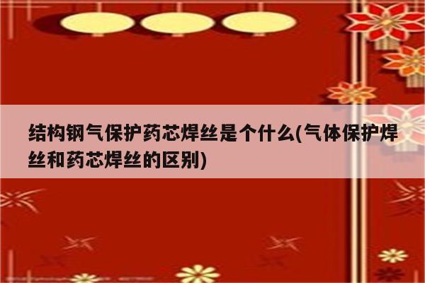 结构钢气保护药芯焊丝是个什么(气体保护焊丝和药芯焊丝的区别)