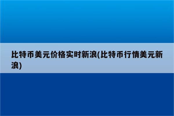 比特币美元价格实时新浪(比特币行情美元新浪)