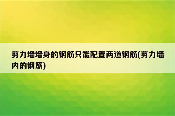 剪力墙墙身的钢筋只能配置两道钢筋(剪力墙内的钢筋)