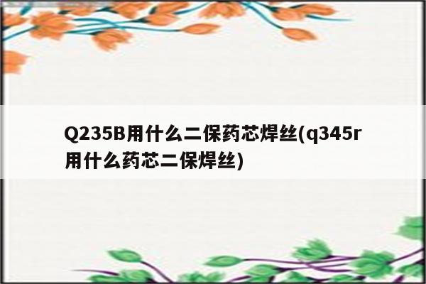 Q235B用什么二保药芯焊丝(q345r用什么药芯二保焊丝)