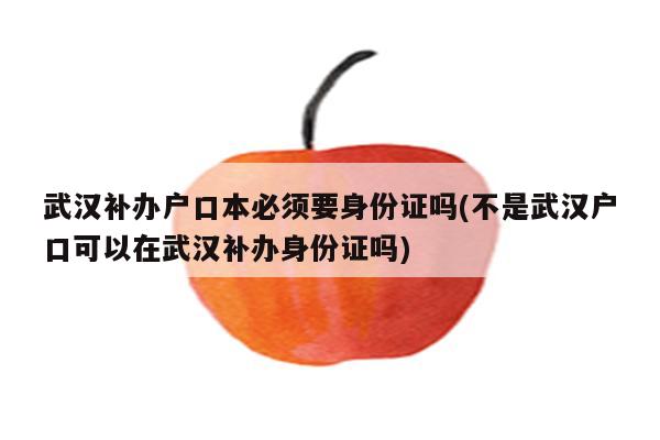 武汉补办户口本必须要身份证吗(不是武汉户口可以在武汉补办身份证吗)