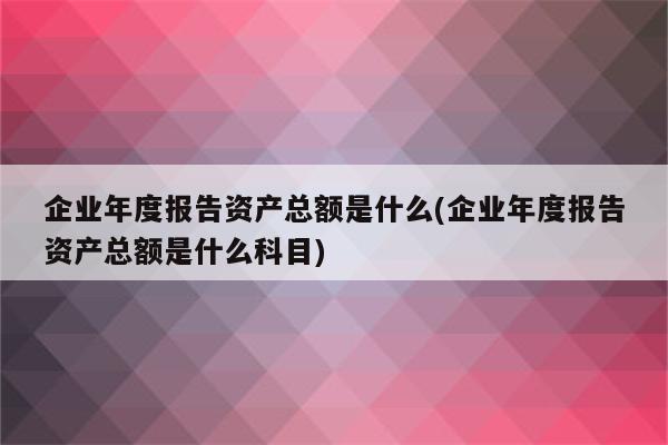 企业年度报告资产总额是什么(企业年度报告资产总额是什么科目)