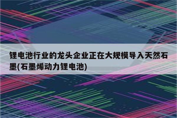 锂电池行业的龙头企业正在大规模导入天然石墨(石墨烯动力锂电池)