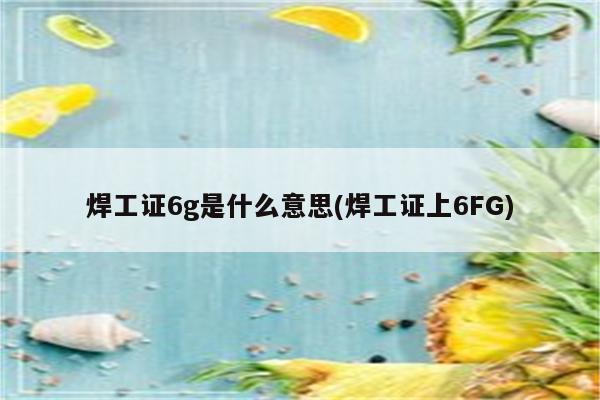 焊工证6g是什么意思(焊工证上6FG)