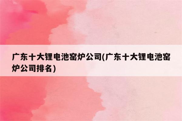 广东十大锂电池窑炉公司(广东十大锂电池窑炉公司排名)