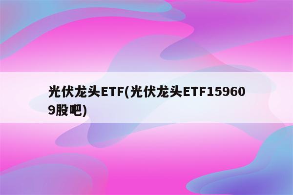 光伏龙头ETF(光伏龙头ETF159609股吧)