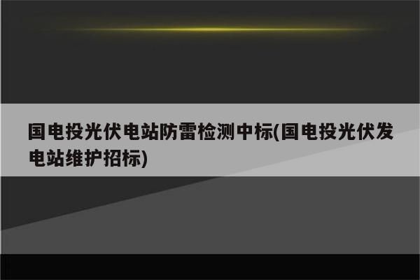 国电投光伏电站防雷检测中标(国电投光伏发电站维护招标)