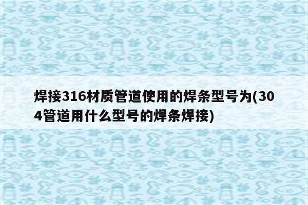 焊接316材质管道使用的焊条型号为(304管道用什么型号的焊条焊接)