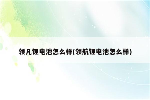 领凡锂电池怎么样(领航锂电池怎么样)