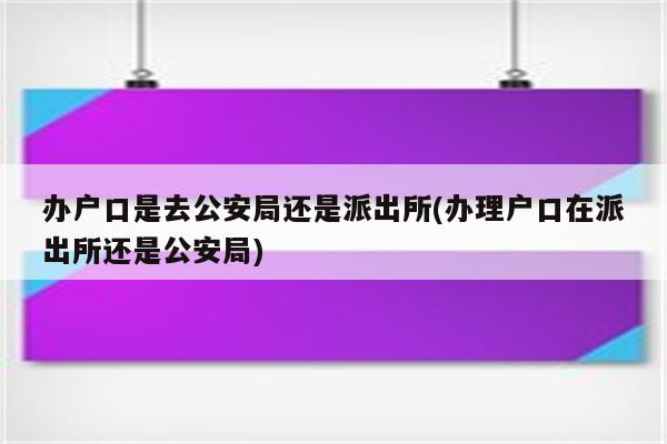 办户口是去公安局还是派出所(办理户口在派出所还是公安局)