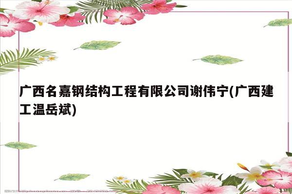 广西名嘉钢结构工程有限公司谢伟宁(广西建工温岳斌)