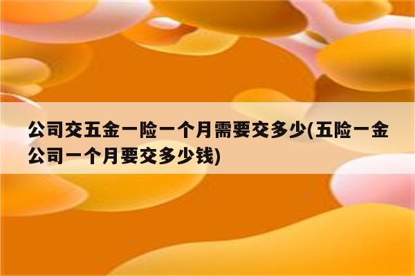 公司交五金一险一个月需要交多少(五险一金公司一个月要交多少钱)