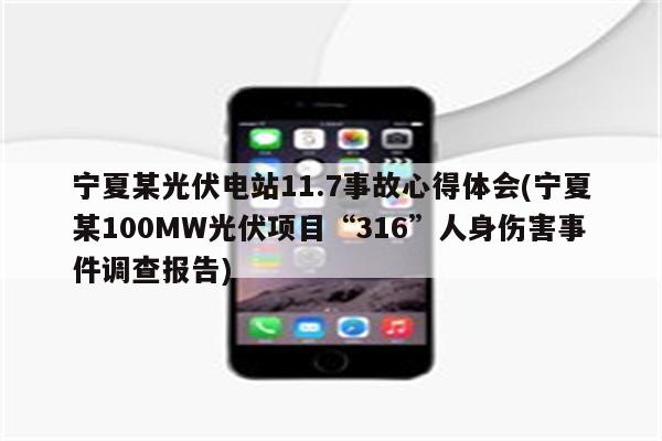 宁夏某光伏电站11.7事故心得体会(宁夏某100MW光伏项目“316”人身伤害事件调查报告)