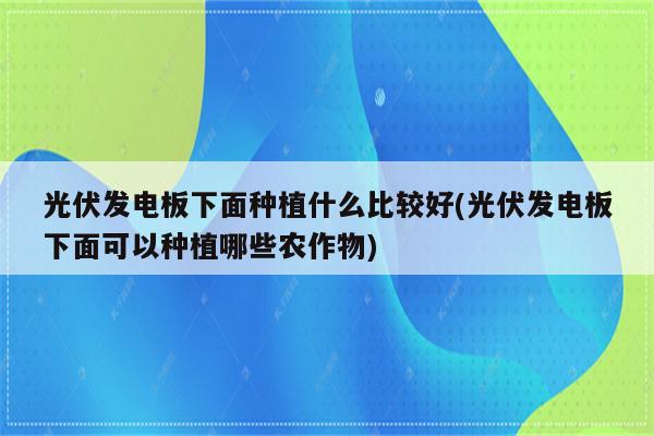 光伏发电板下面种植什么比较好(光伏发电板下面可以种植哪些农作物)