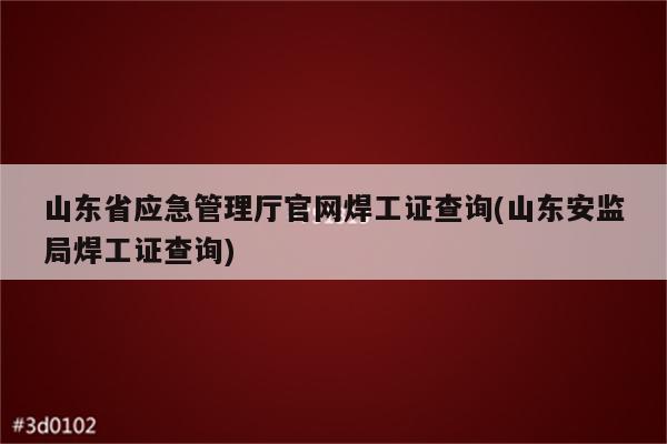 山东省应急管理厅官网焊工证查询(山东安监局焊工证查询)