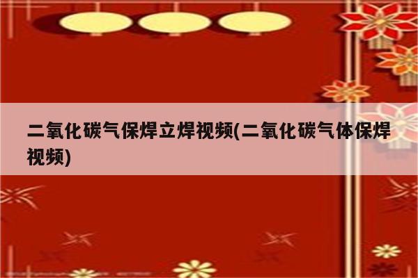 二氧化碳气保焊立焊视频(二氧化碳气体保焊视频)