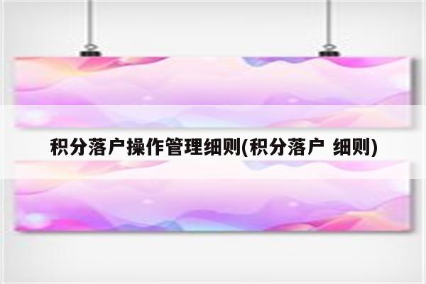 积分落户操作管理细则(积分落户 细则)