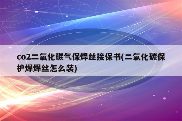 co2二氧化碳气保焊丝接保书(二氧化碳保护焊焊丝怎么装)