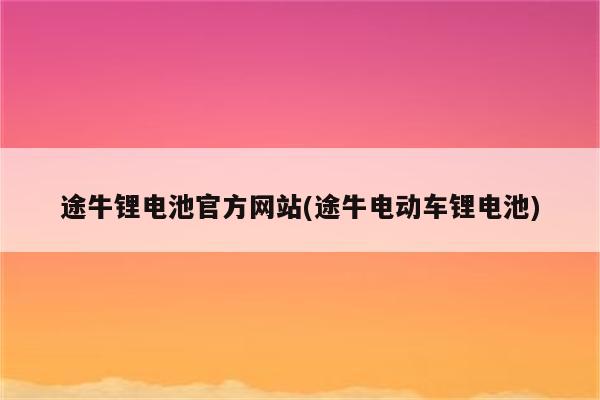 途牛锂电池官方网站(途牛电动车锂电池)