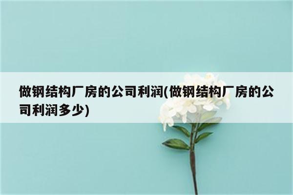 做钢结构厂房的公司利润(做钢结构厂房的公司利润多少)