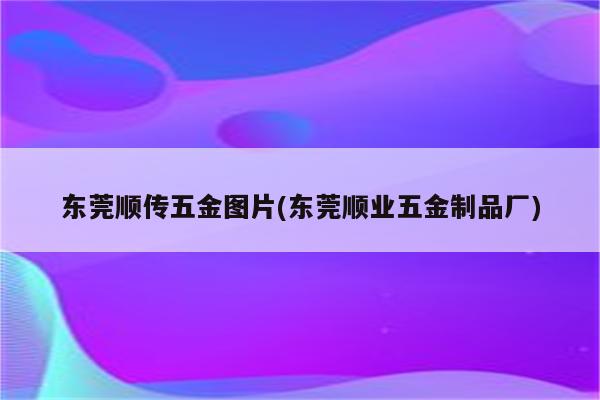 东莞顺传五金图片(东莞顺业五金制品厂)