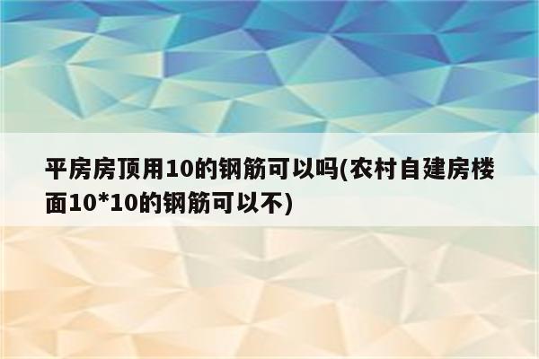 平房房顶用10的钢筋可以吗(农村自建房楼面10*10的钢筋可以不)